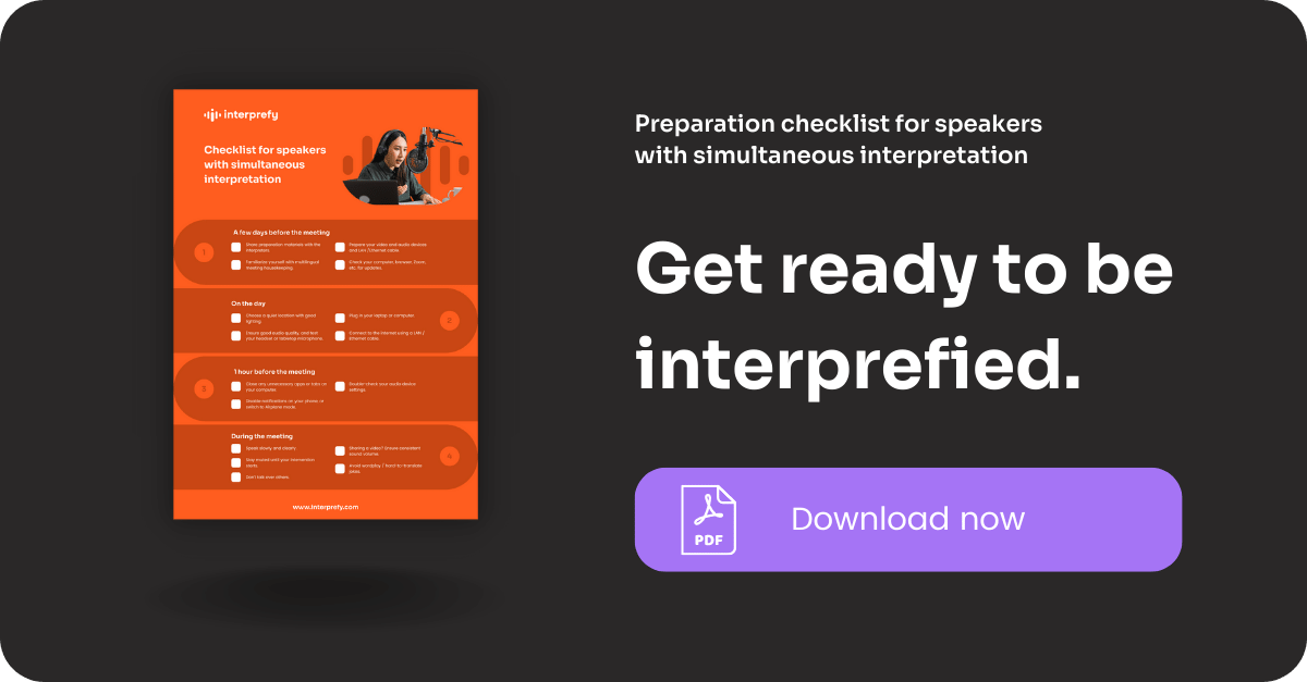 Checklist for speakers with simultaneous interpretation