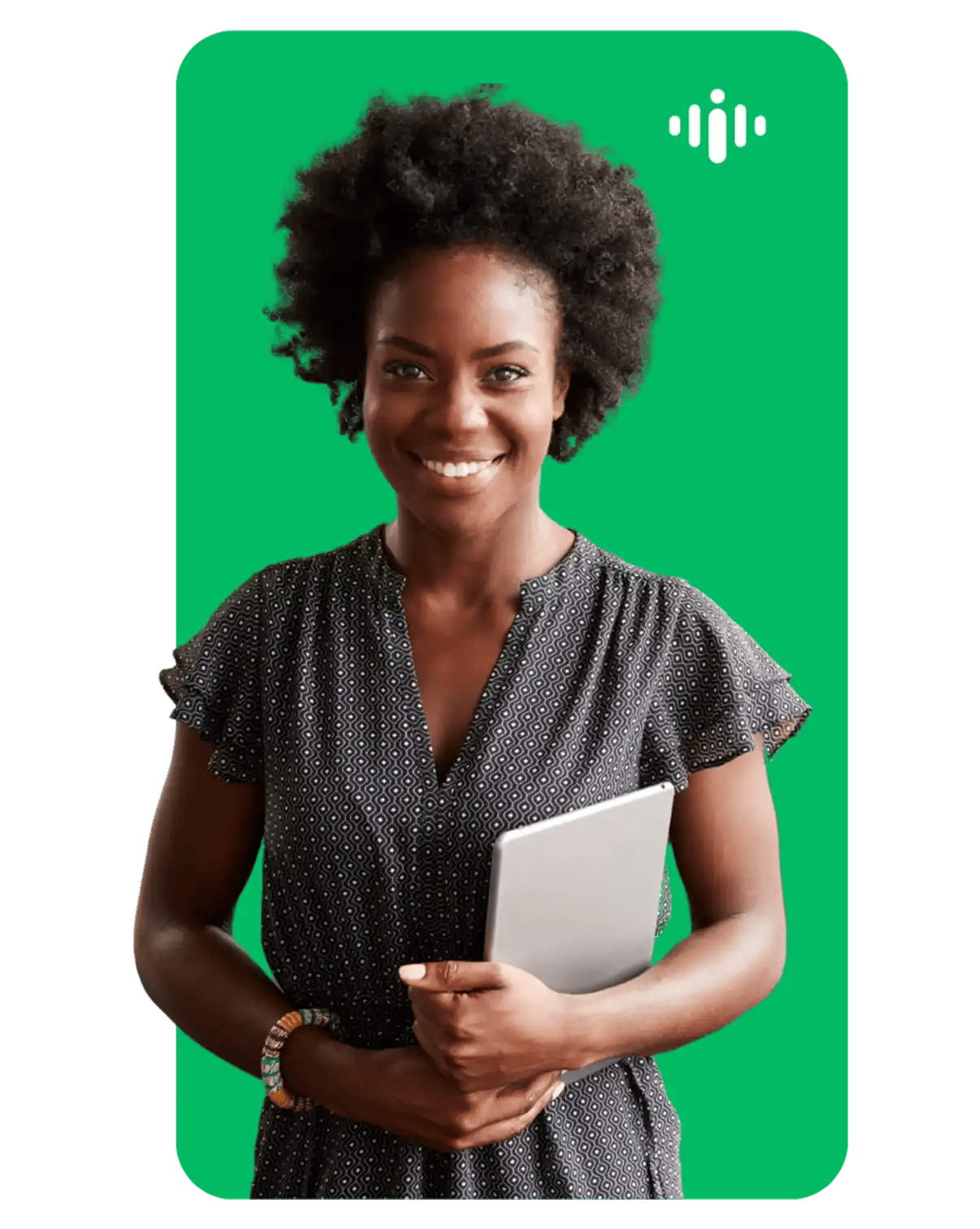 Interprefy - A teacher standing with her ipad