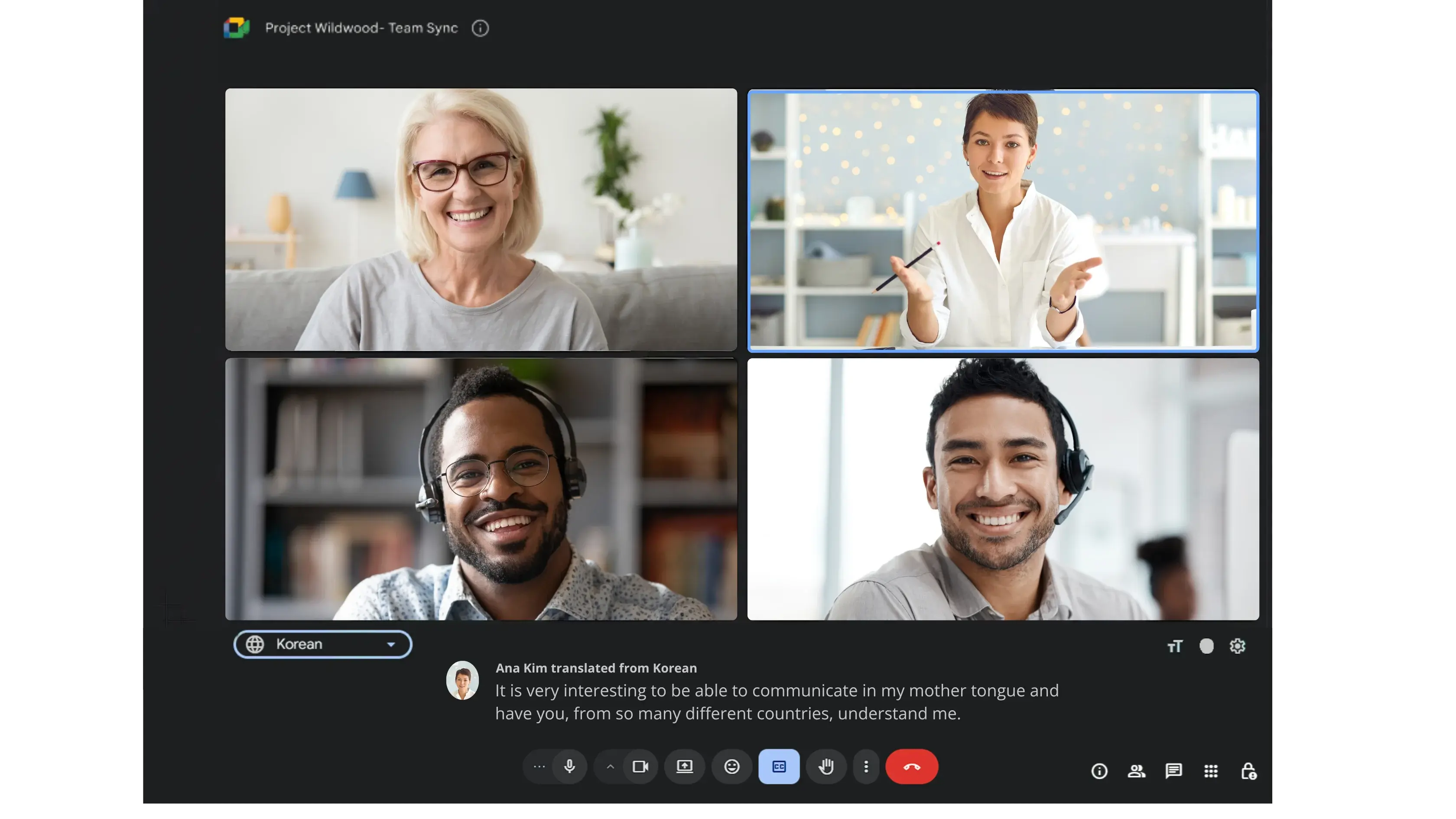 A Google Meet Meeting with Captions