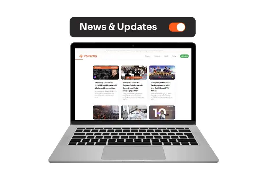 Interprefy -  News and Updates - Laptop with Interprefy Website